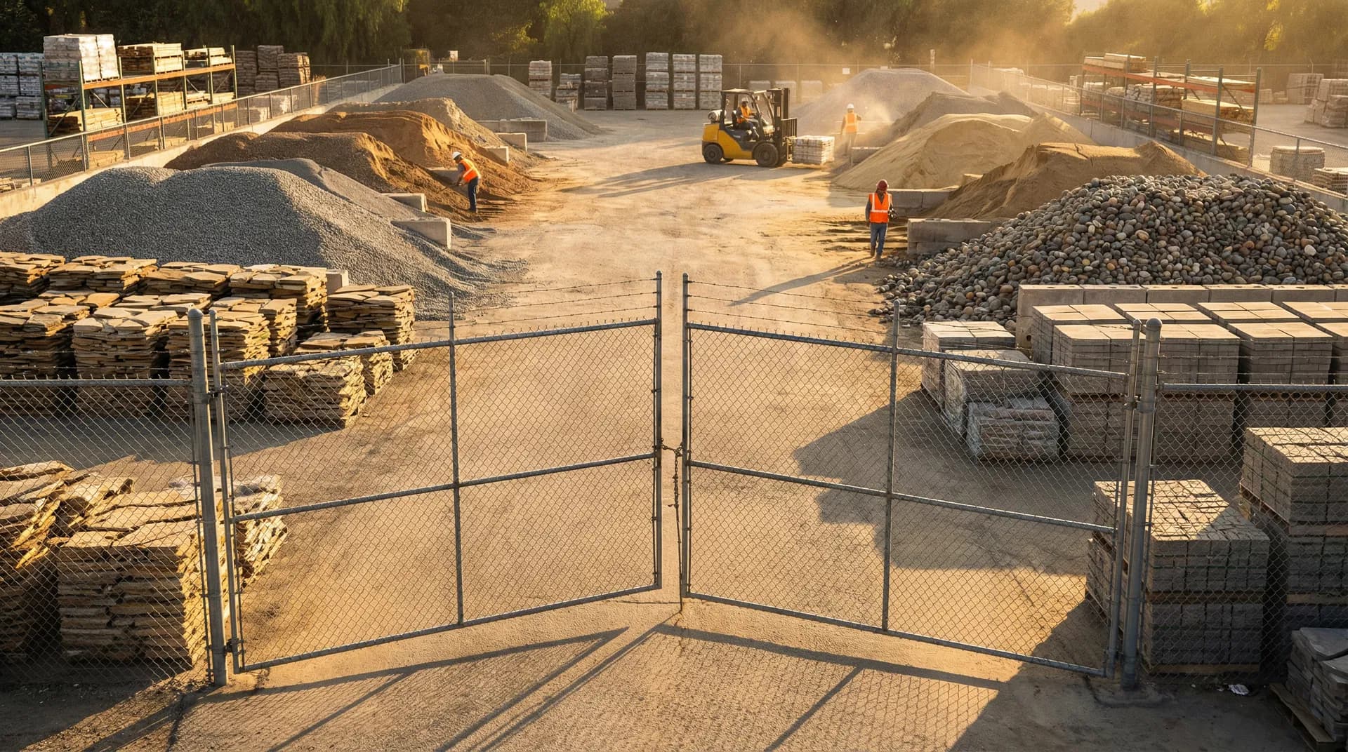 The Bay Area Landscaping Materials yard in Richmond, stocked with bulk soil, gravel, and stone